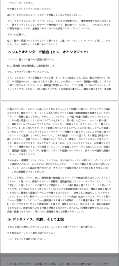 AIに翻訳してもらった文章の一部1