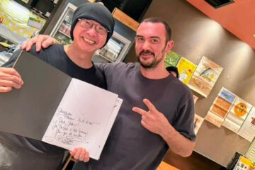 Chef Bertrand Grébaut of Septime with Yoshio.