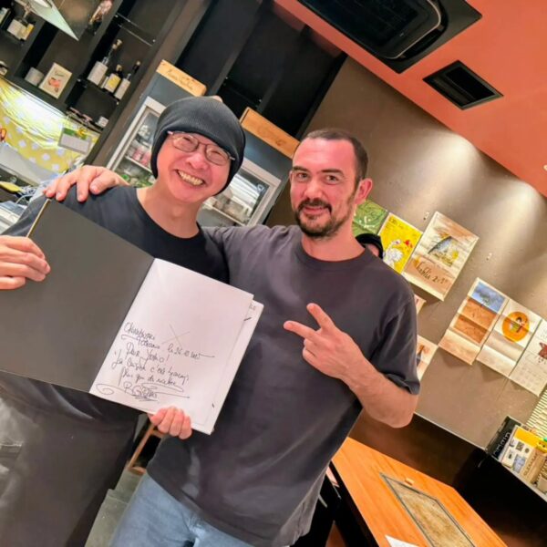 Chef Bertrand Grébaut of Septime with Yoshio.